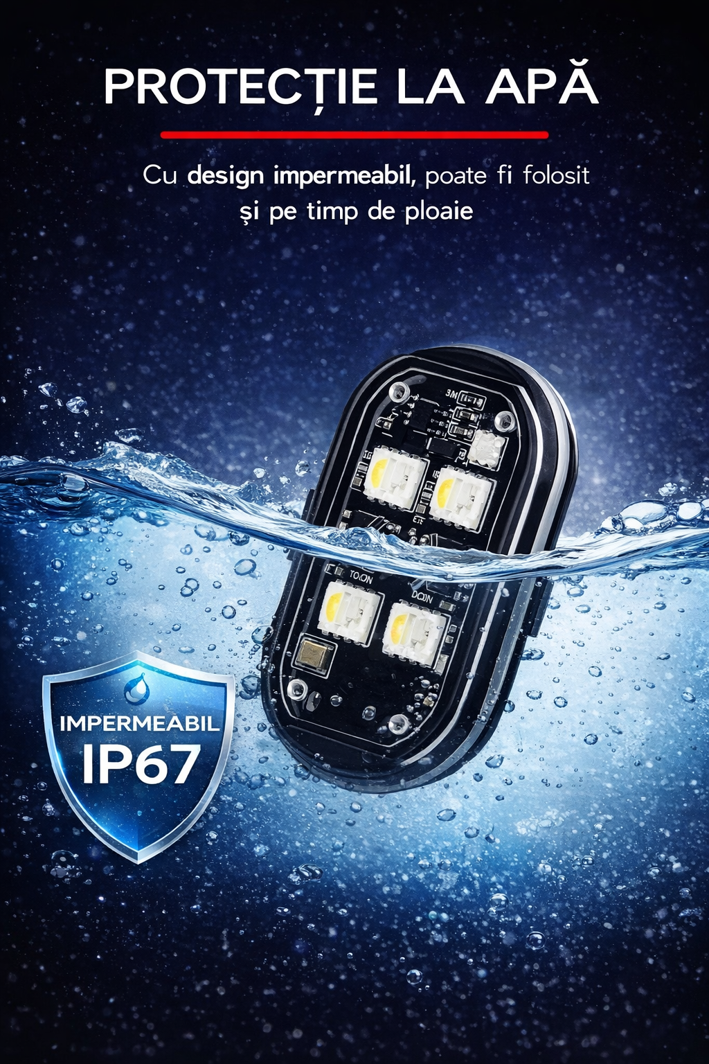 Set lumini LED auto RGB cu telecomandă – Iluminare ambientală wireless pentru mașină și motocicletă