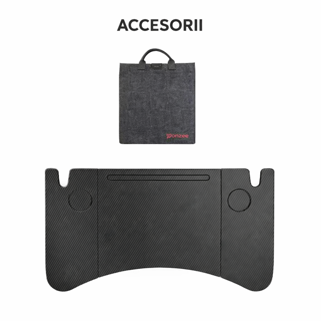 Masă pliabilă volan auto cu textură Carbon – Laptop Tray pentru Tesla Model 3 / Y / X / S (2018-2026), birou portabil pentru mașină