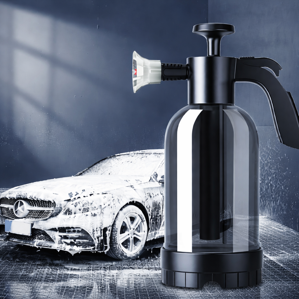 Pulverizator Spumă Auto 2L cu Pompă Manuală – 3 Duze, Presiune Pneumatică, Snow Foam pentru Spălare Mașină & Curățare Geamuri