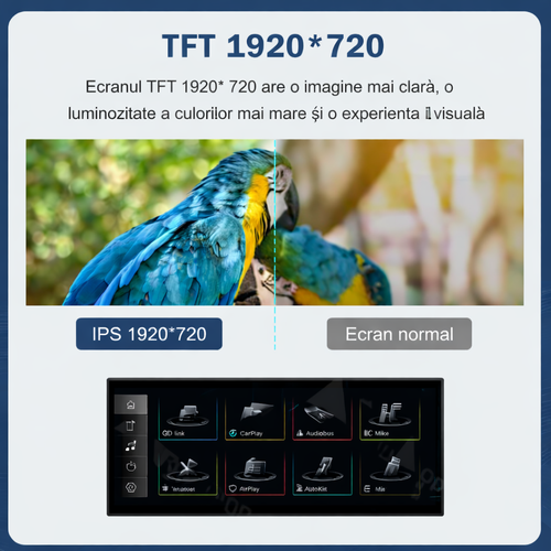 Display Multimedia Touch 12.3” pentru Audi A1 (2012–2018) – CarPlay & Android Auto Wireless