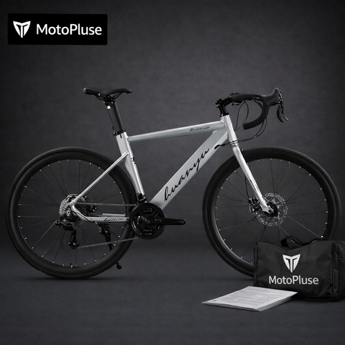 Bicicletă Cursieră MotoPluse 700C – Cadru Oțel High Carbon, 24 Viteze, Frâne pe Disc, Suspensie Anti-Șoc, Jante Aluminiu, Adult & Student